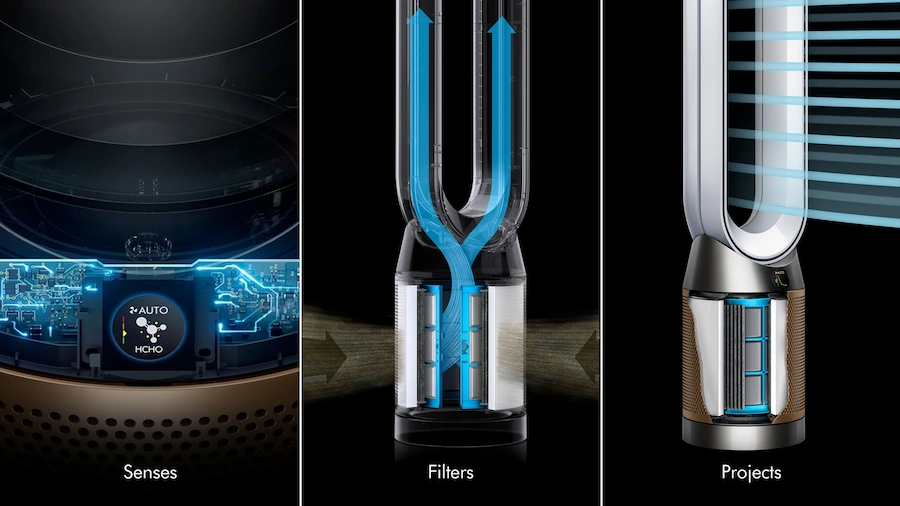 dyson air purifier filters air and projeccts