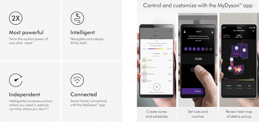 dyson robot vacuums app connectivity and other features 