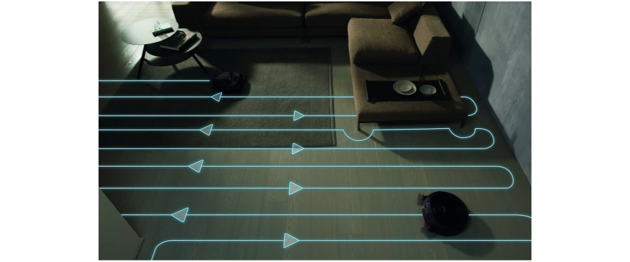 Miele RX3 navigating a living room with precision.