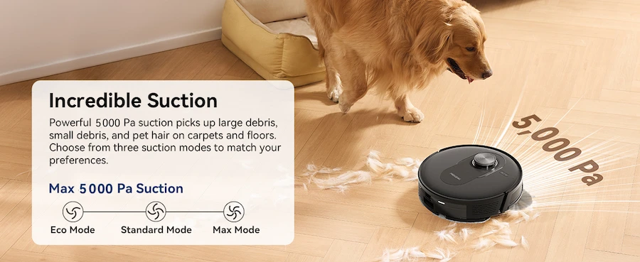 proscenic robotic vacuum cleans pet fur