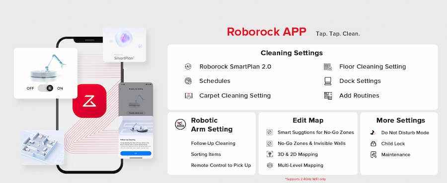 Custom room-by-room cleaning preferences set via Roborock app.