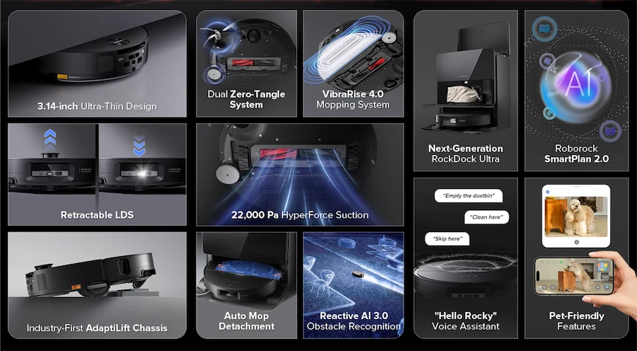 Roborock robotic vacuum features all in one poster