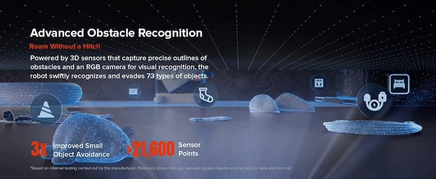 Roborock robotic vacuum navigates smoothly using obstacle defectors