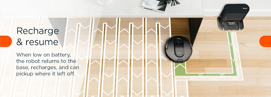 shark robot vacuum auto recharge and auto resume function