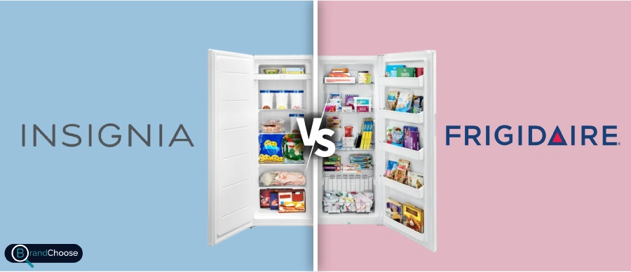 Compare Insignia and Frigidaire freezers side by side.