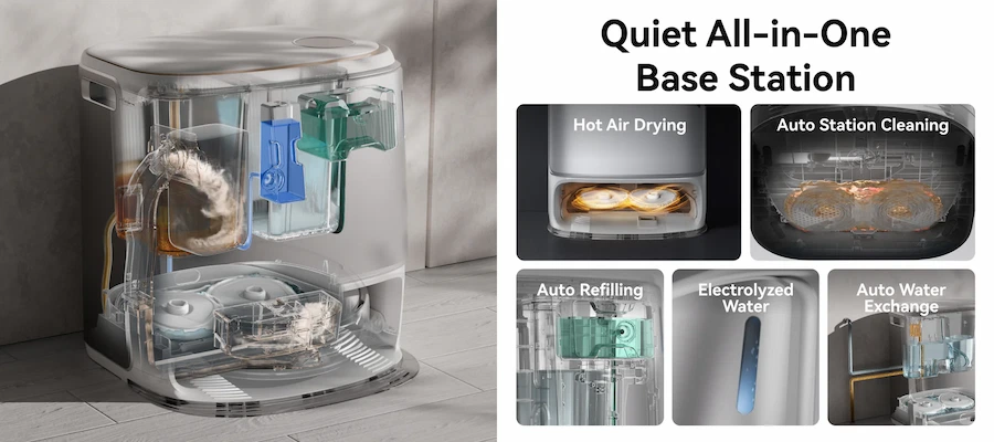 Narwal Freo Z Ultra's docking station with self-cleaning and drying features.