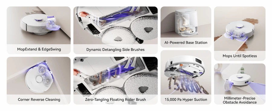 Overview of Narwal’s features including EdgeSwing and Zero-Tangling roller brush.